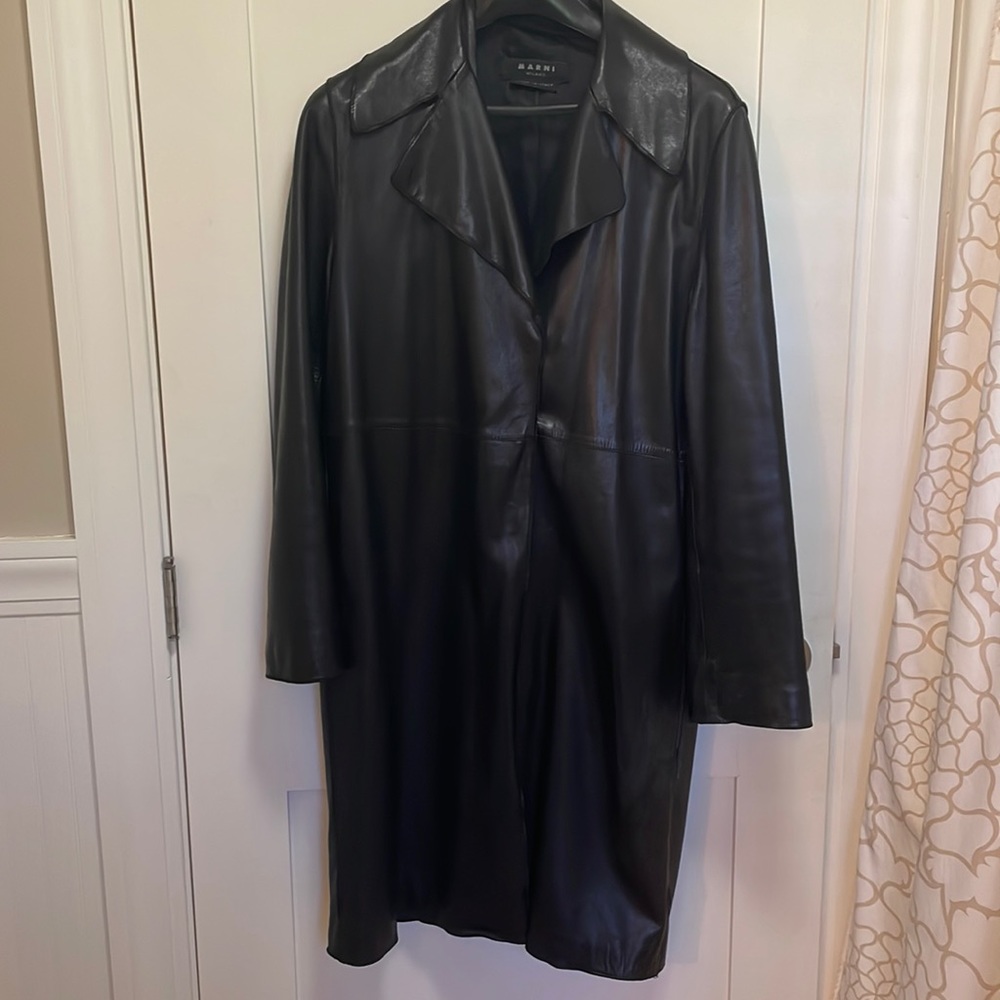 Marni furlined leather coat
